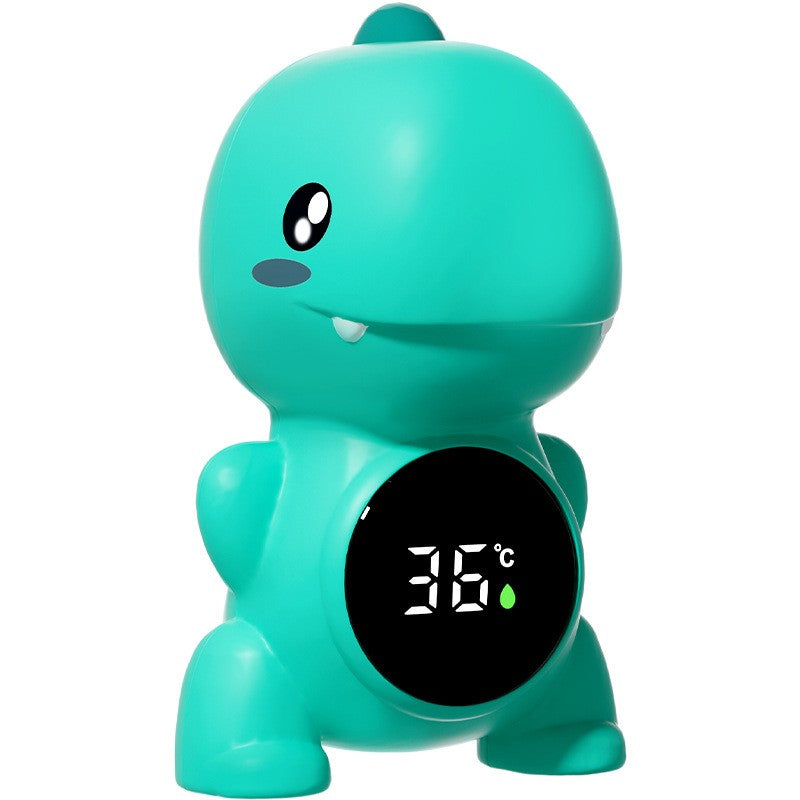 Termometru Electronic pentru Baie Bebelusi, Afisaj LED cu Alerta Temperatura, Plutitor si Rezistent la Apa IPX7, Material ABS, Model Dinozaur, 12x7 cm, Verde