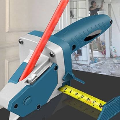 Dispozitiv Taiere Gips-Carton cu Ruleta 3 m si Suport Creion, Instrument Multifunctional pentru Rigips, Linoleum si Gresie, Material ABS si Cauciuc, 23x7 cm, Albastru