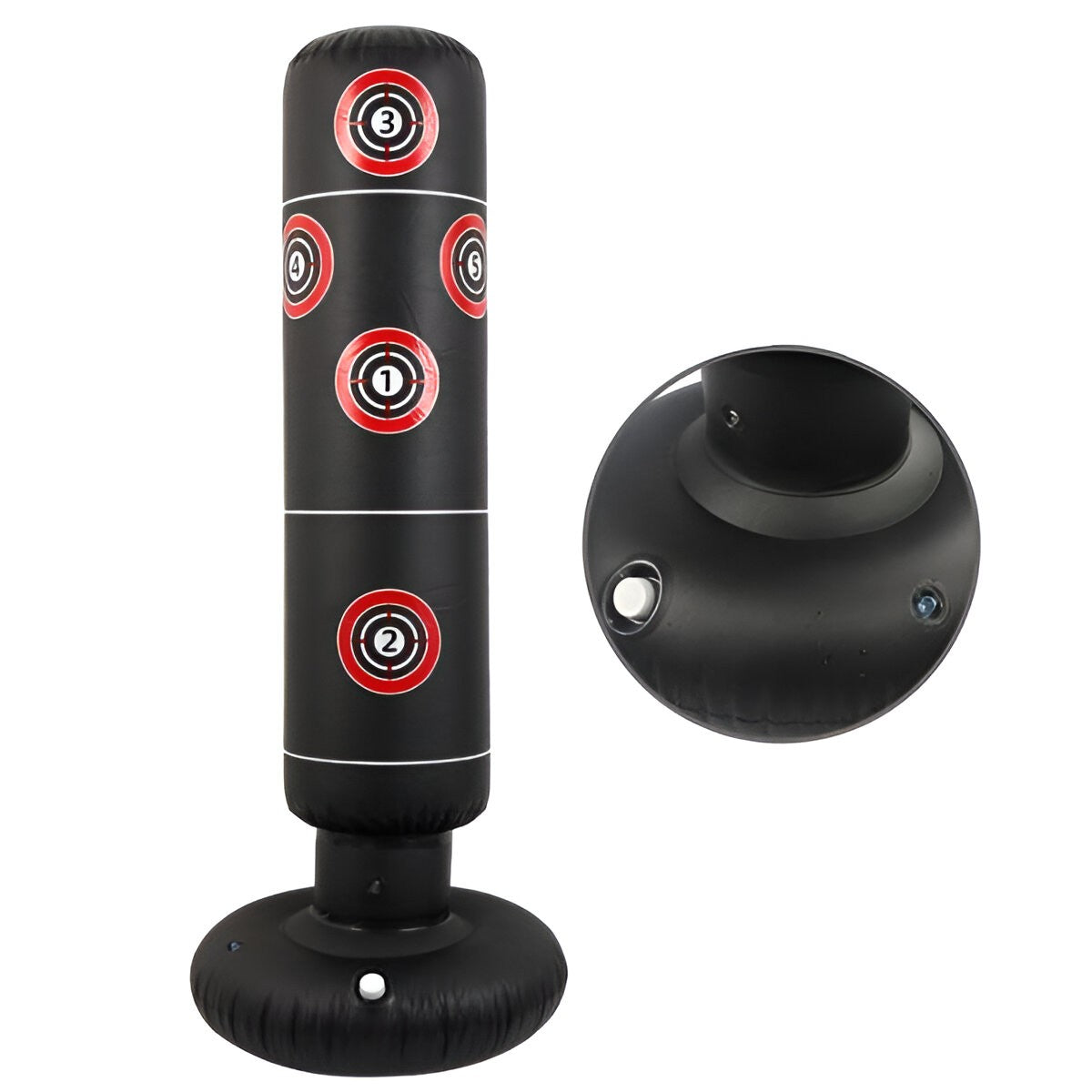 Sac de Box Gonflabil, Para de Box cu Suport Stabilizator pentru Apa sau Nisip, Antrenament Fitness Copii si Adulti, PVC Rezistent, Inaltime 160 cm, Negru