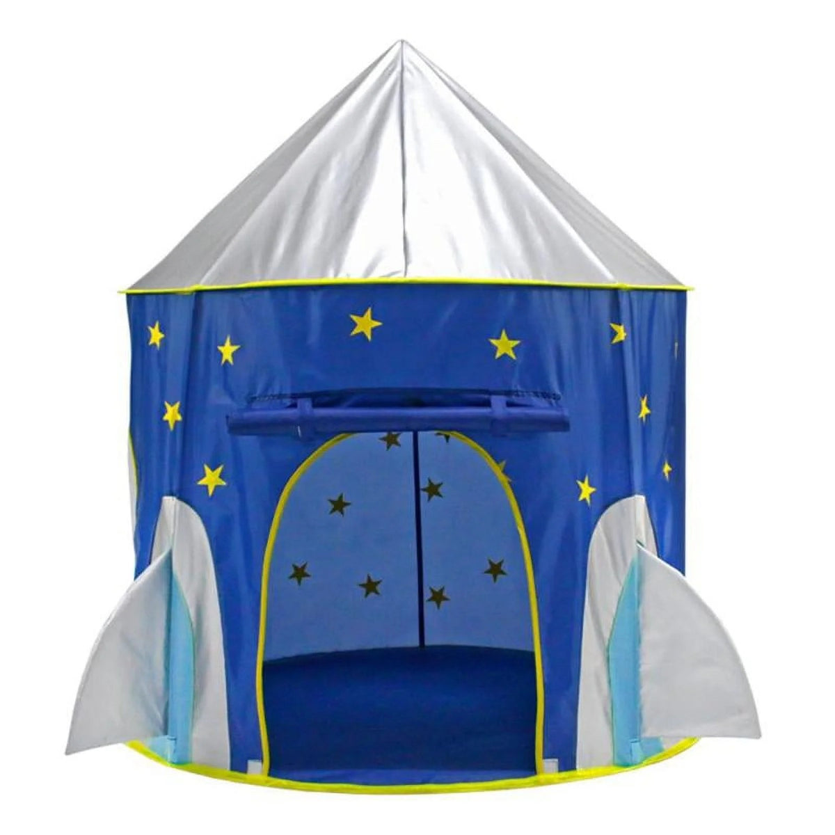 Set de Joaca pentru Copii, Cort Racheta Spatiala cu Tunel si Piscina Bile, Poliester, 290 x 120 x 135 cm, Albastru, 4 Piese