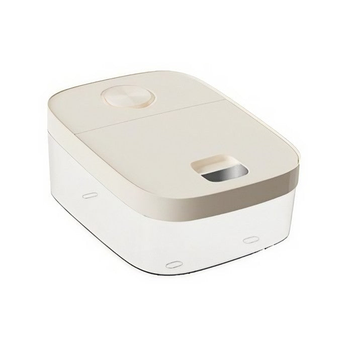 Cutie de Depozitare Alimente cu Dozator si Filtru, Recipient Sigilat pentru Produse Vrac, Plastic Rezistent la Umiditate, Capacitate 6 kg, 37 x 26 x 14.5 cm, Alb