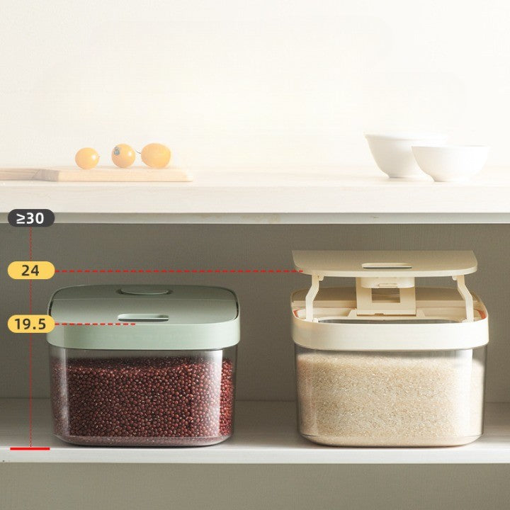 Cutie Depozitare Alimente Vrac, Recipient Sigilat cu Dozator Dublu și Filtru, Plastic Rezistent la Umiditate, Capacitate 10 kg, 37x26x19.5 cm, Alb