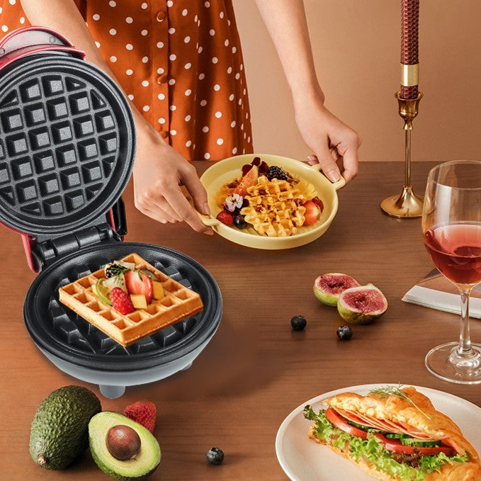 Mini Aparat De Vafe, Plita Electrica Multifunctionala Cu Suprafata Antiaderenta, Incalzire Rapida Pe Doua Fete, ABS Si Metal, 18x14.5x9.3 cm, Rosu