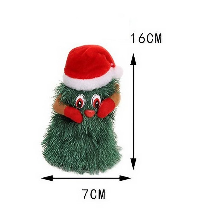 Bradut De Craciun Interactiv, Jucarie Muzicala Care Danseaza Si Canta, Decoratiune De Sarbatori Din Material Textil, 16 cm, Verde