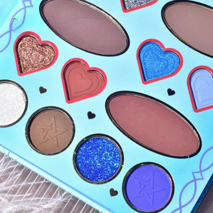 Kevin&Coco Paleta de Machiaj Blue Girl, Fard de Pleoape si Blush, 20 Culori, Albastru