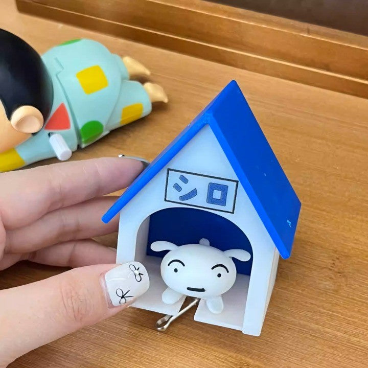 Suport Chei Perete, Model Căsuță cu Breloc Cățel, Fixare Autoadezivă fără Găurire, Plastic și Metal, 7x6x4 cm, Alb