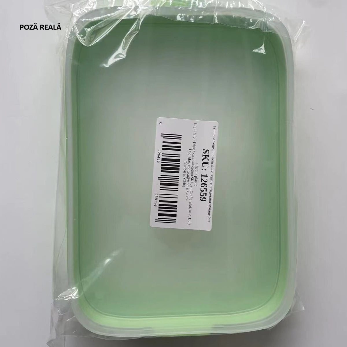 Recipient de Depozitare Alimente, Etans si Reutilizabil, Silicon Alimentar, Rezistent la Microunde si Congelator, 22x14.7x5 cm, Verde