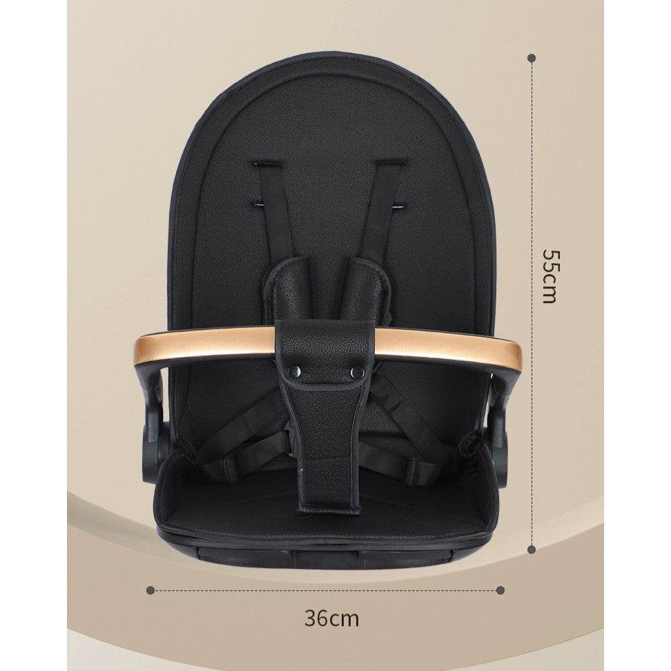 Carucior Sport 3 in 1, Scaun Reversibil cu Pozitie de Somn, Pliabil, Cadru Aluminiu, 6-36 Luni, Roti Pivotante 360, Tavita Masa si Suport Pahar, 32x63x95 cm, Bej Model Cosmos