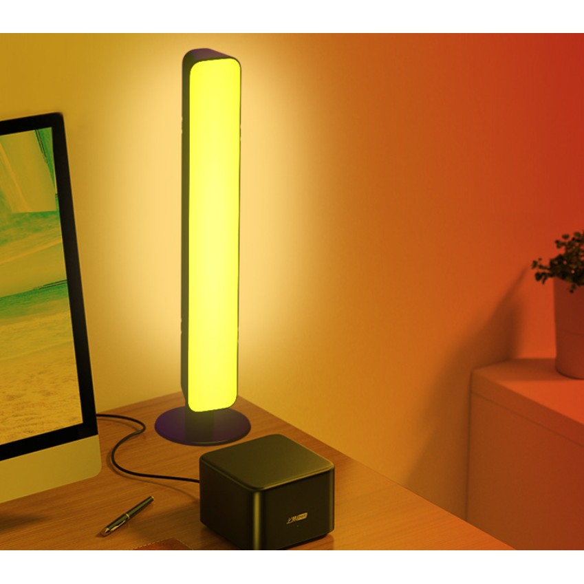 Lampa de Birou LED RGB, Control Telecomanda IR 24 Taste, Sincronizare Muzica, ABS si PC, Alimentare USB 5V, Negru, 25.5x4x3.5 cm
