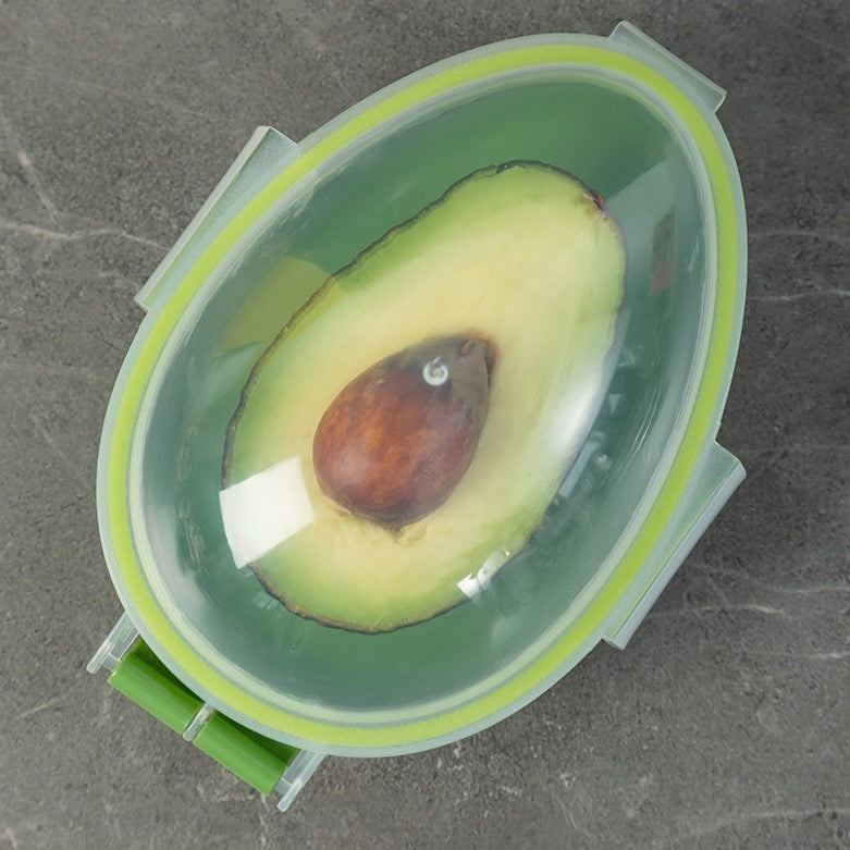 Recipient Depozitare Avocado, Cutie Etansa pentru Frigider, Mentinere Proaspata, Plastic si Silicon, 15.3x11x8 cm, Verde