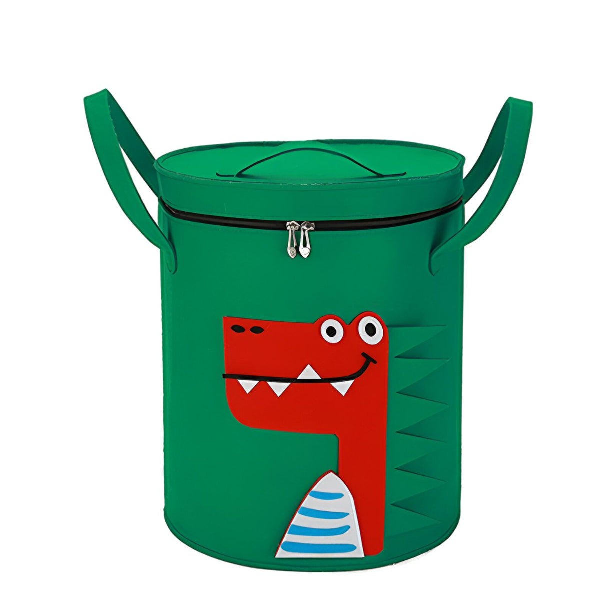 Cutie Depozitare Jucarii si Lego 2In1, Cos cu Covor de Joaca Detasabil, Impermeabila, cu Manere si Sfori, Poliester, 150 cm, Model Crocodil, Verde