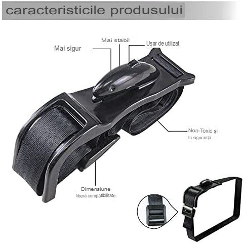 Adaptor Centura Siguranta Gravide, Deviator Protectie Abdomen si Postoperator, Universal si Ajustabil, Material ABS si Textil, 160 cm, Negru
