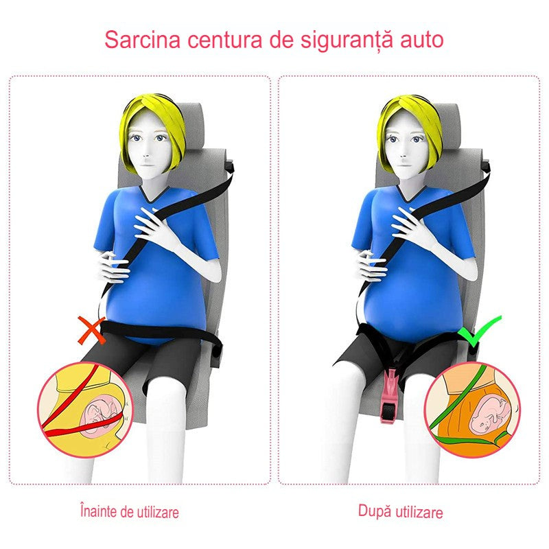 Deviator Centura Siguranta Gravide, Adaptor Ajustabil pentru Protectie Abdominala si Confort Maternitate, Material ABS, 160 cm, Model Delfin, Alb