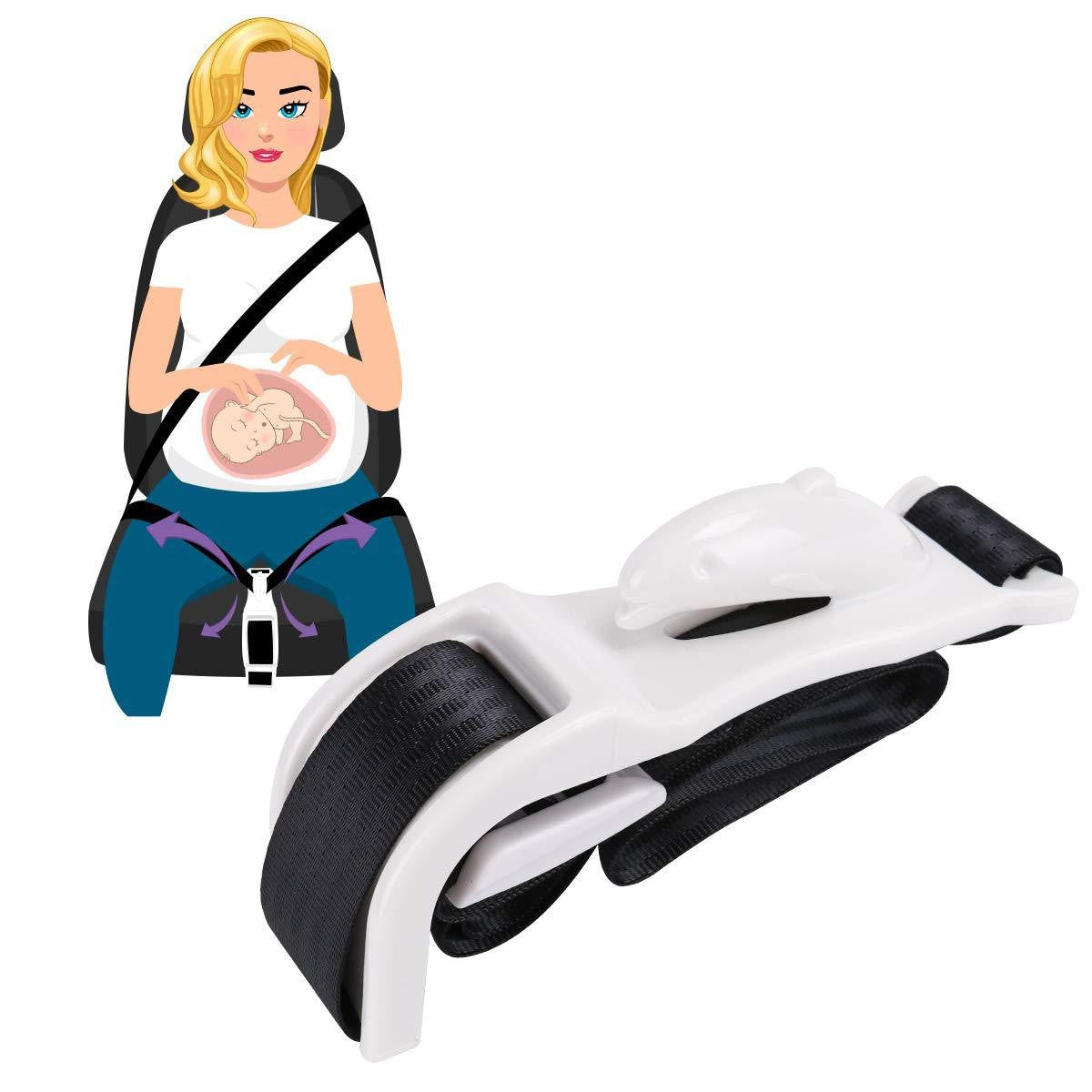Deviator Centura Siguranta Gravide, Adaptor Ajustabil pentru Protectie Abdominala si Confort Maternitate, Material ABS, 160 cm, Model Delfin, Alb