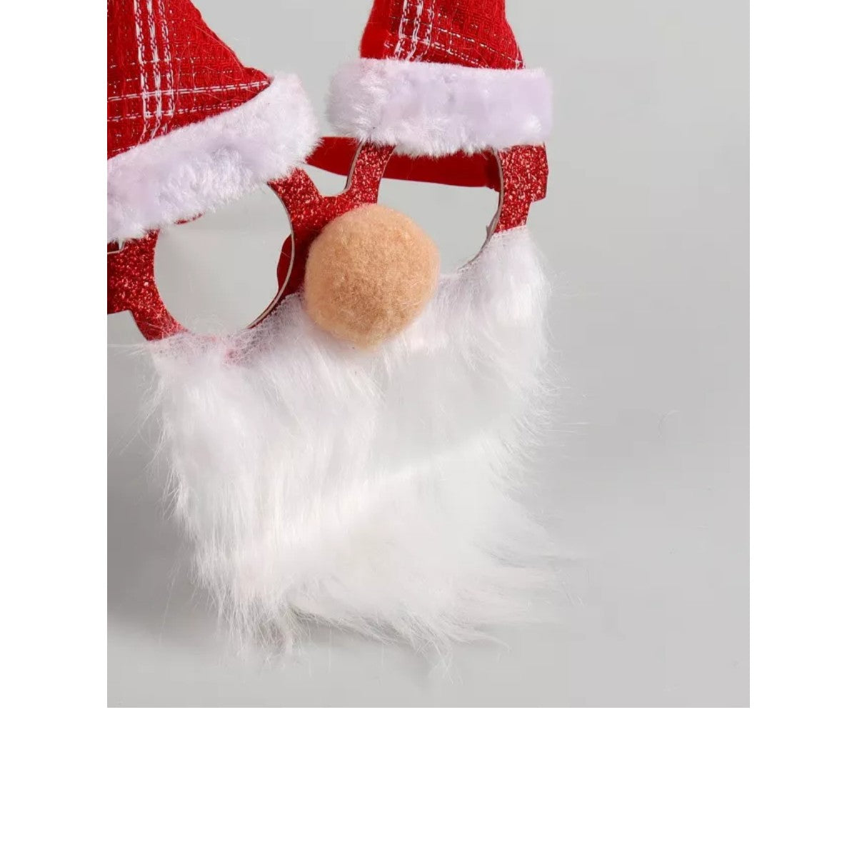 Ochelari de Craciun cu Nas si Barba, Accesoriu Party Model Mos Craciun, Plastic si Textil, 24x14 cm, Rosu si Alb