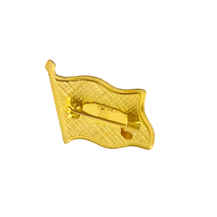 Insigna Steag Tricolor Romania, Brosa Metalica cu Email, Sistem de Prindere cu Ac de Siguranta, Metal Auriu, 20x20 mm