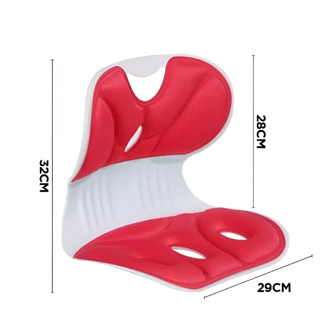 Suport Scaun pentru Corectarea Posturii, Spătar Ergonomic pentru Ameliorare Durere Spate și Talie, Design Portabil și Respirabil, PP și Burete cu Memorie, 32x29x28 cm, Mărime S, Roșu