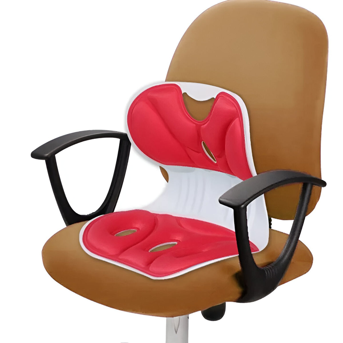 Suport Scaun pentru Corectarea Posturii, Spătar Ergonomic pentru Ameliorare Durere Spate și Talie, Design Portabil și Respirabil, PP și Burete cu Memorie, 32x29x28 cm, Mărime S, Roșu