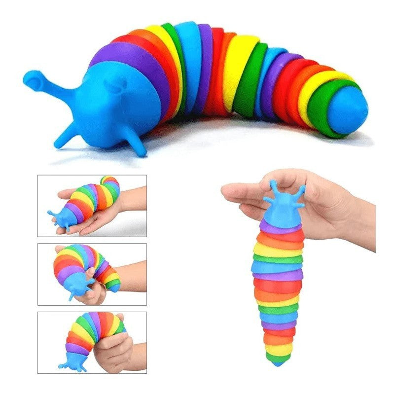 Jucarie Senzoriala Antistres, Model Melc cu Articulatii Mobile, Plastic, 19 cm, Multicolor