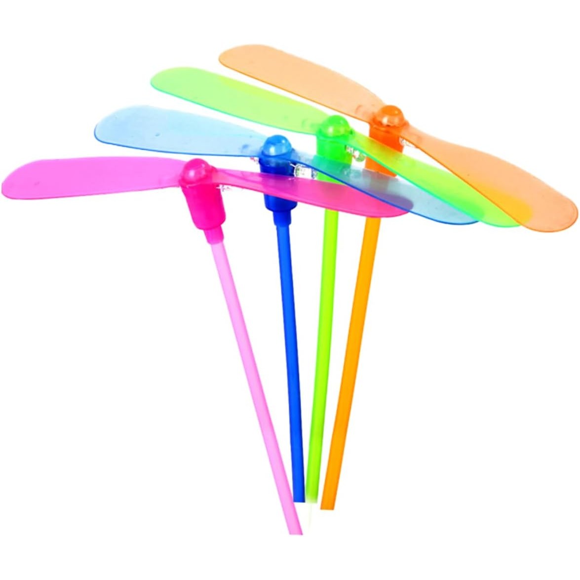 Set 4 Jucarii Libelula Zburatoare cu Lumini, Elice Aruncatoare Manuala Interactiva, Plastic Durabil, Multicolor