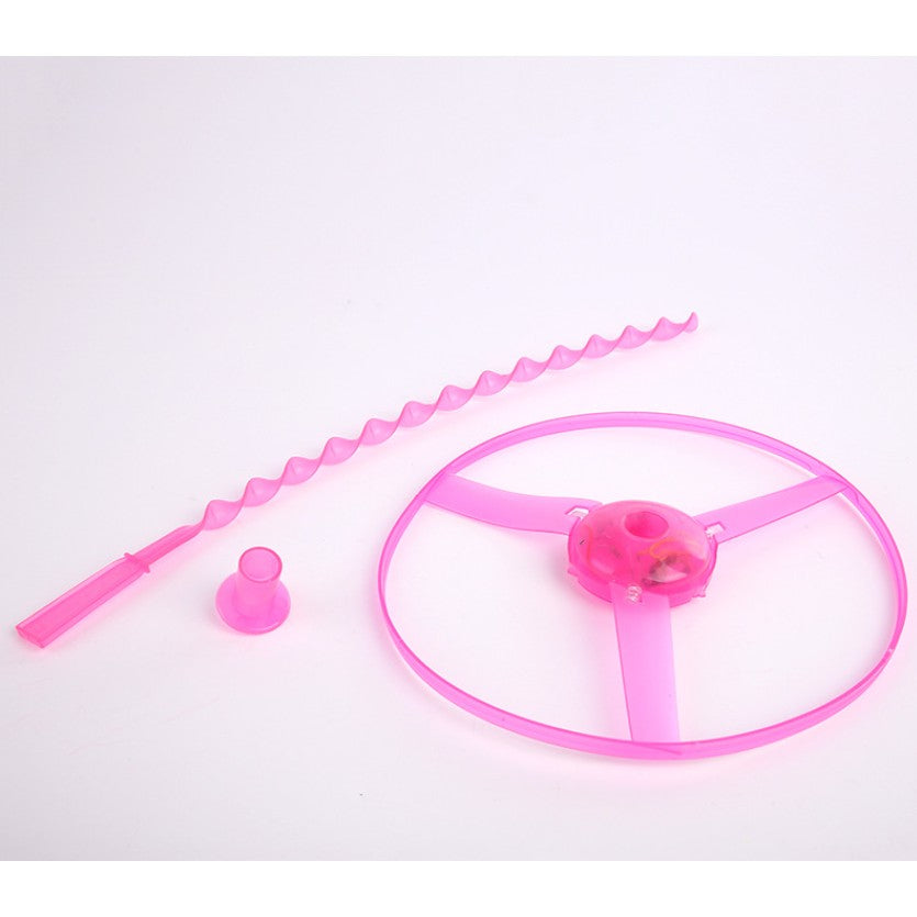 Jucarie Disc Zburator cu Lumini LED, Aruncator Manual pentru Copii, Activitati in Aer Liber, Plastic Durabil, Roz