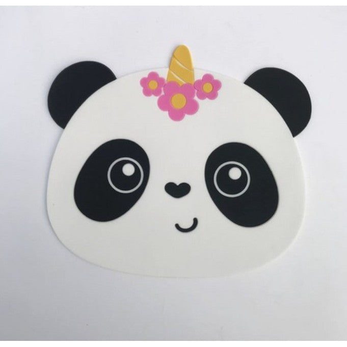 Suport pentru Pahar si Cana, Model Urs Panda, Protectie Termica si Anti-Alunecare, PVC Moale, 18.5x16 cm, Alb/Negru
