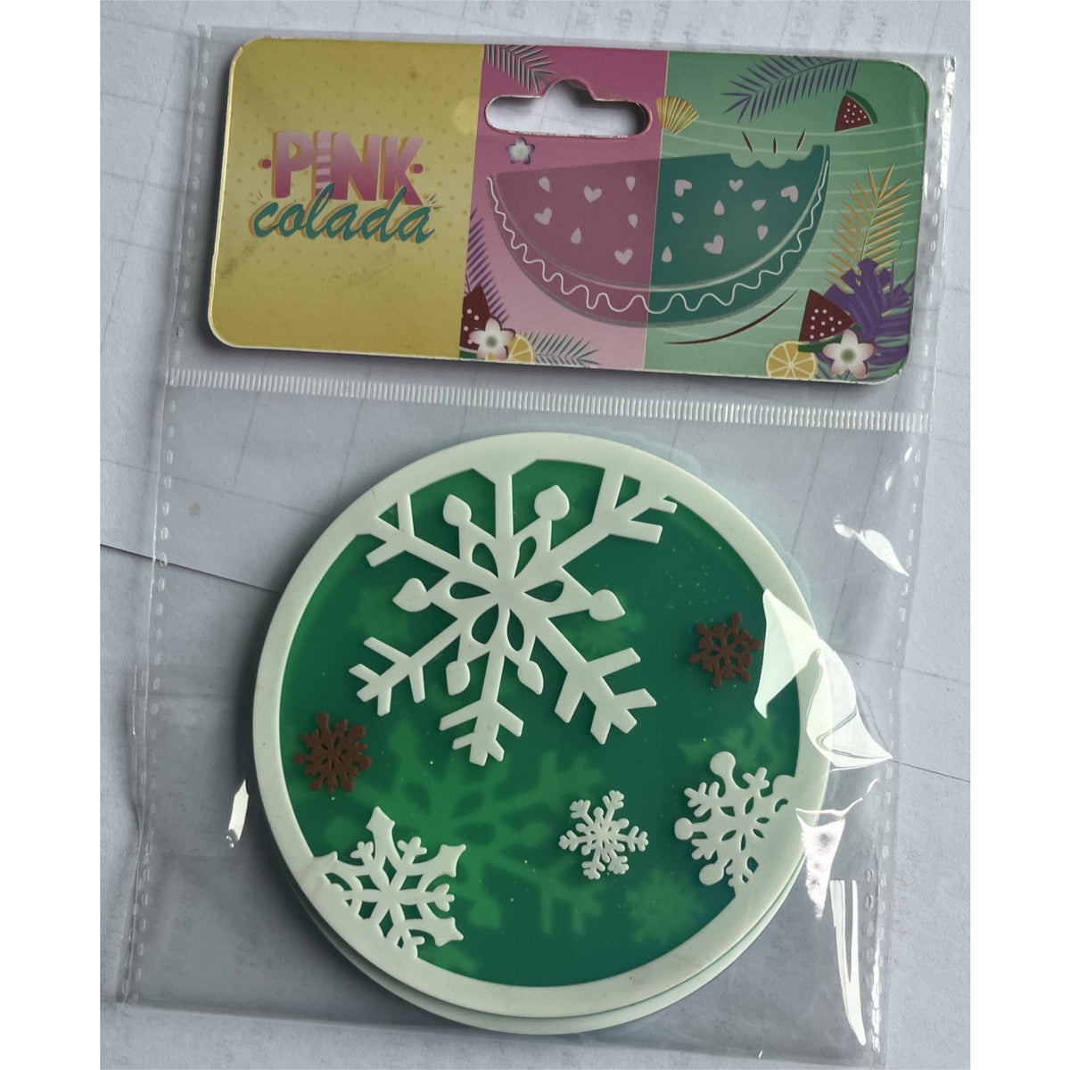 Suport Pahar Model Fulg De Nea, Protectie Masa Rezistenta La Caldura, PVC Moale Anti-Alunecare, Diametru 10 cm, Verde