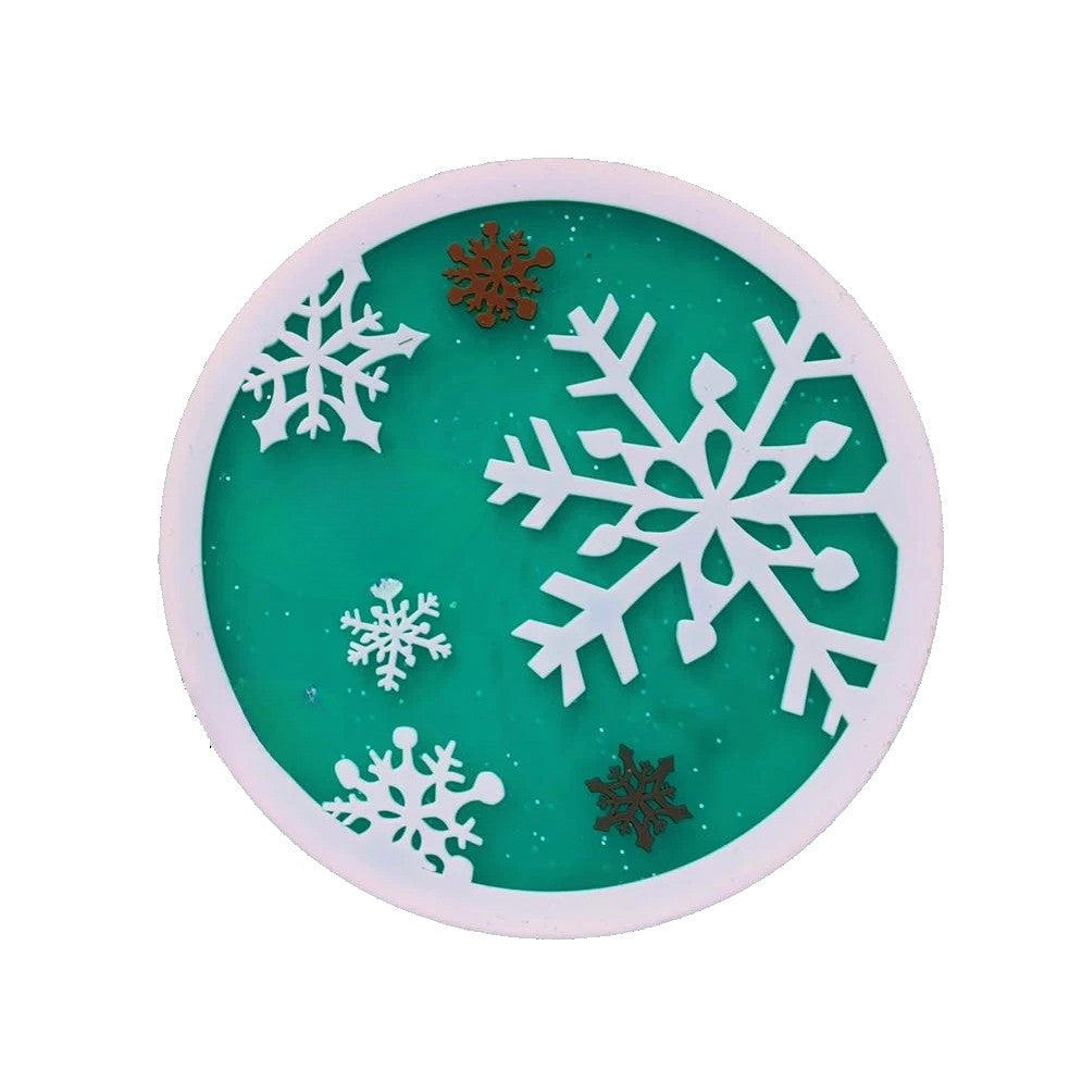 Suport Pahar Model Fulg De Nea, Protectie Masa Rezistenta La Caldura, PVC Moale Anti-Alunecare, Diametru 10 cm, Verde