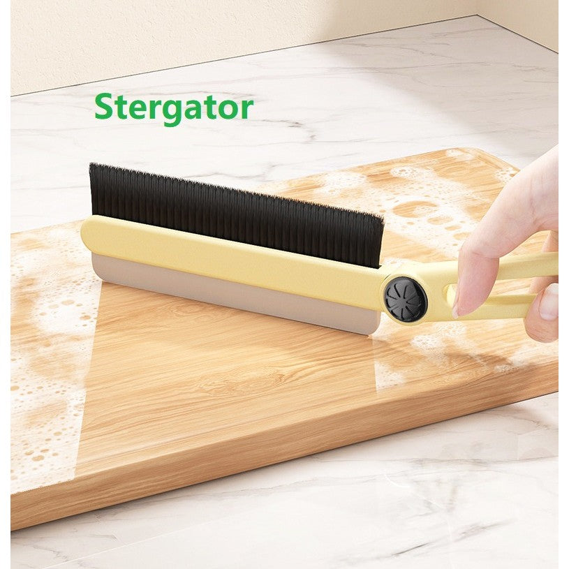 Perie Curatare Multifunctionala si Stergator, Cap Flexibil cu Rotire 25 Grade pentru Spatii Greu Accesibile, Rosturi si Pervaz, ABS si TPR, 24.7 x 4.5 cm, Alb Laptos