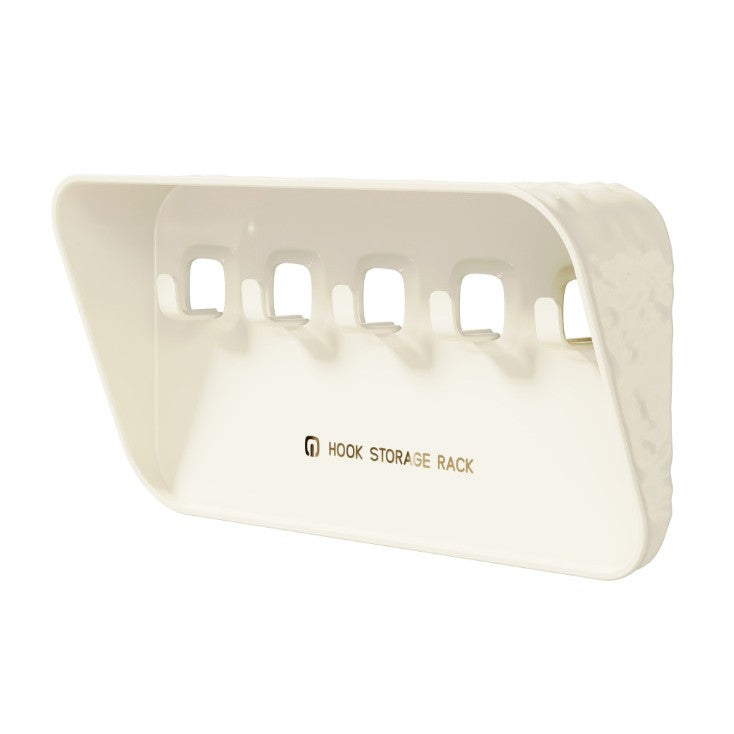 Raft de Depozitare cu Cârlig, Organizator pentru Chei și Bijuterii, Montare pe Perete fără Găurire, Design Modern Aspect de Gheață, Material PET, 20.3 x 4.6 x 10.3 cm, Alb