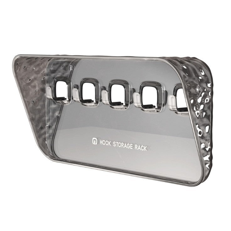 Raft de Depozitare cu Carlig, Organizator Perete pentru Chei si Bijuterii, Montare Fara Gaurire, Plastic PET, 20.3 x 4.6 x 10.3 cm, Gri Transparent