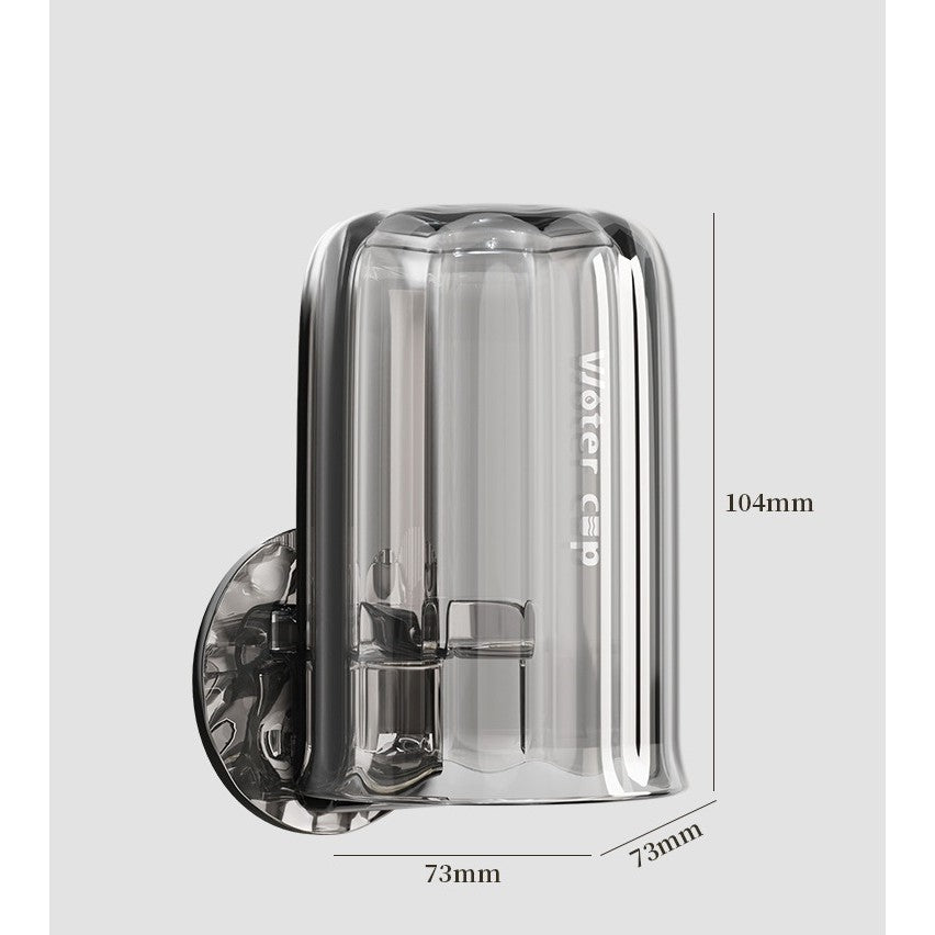Suport Multifunctional 2 in 1 pentru Periuta si Pasta de Dinti, Pahar Baie cu Montare pe Perete fara Gaurire, PET si ABS, 10.4 x 7.3 x 7.3 cm, Gri