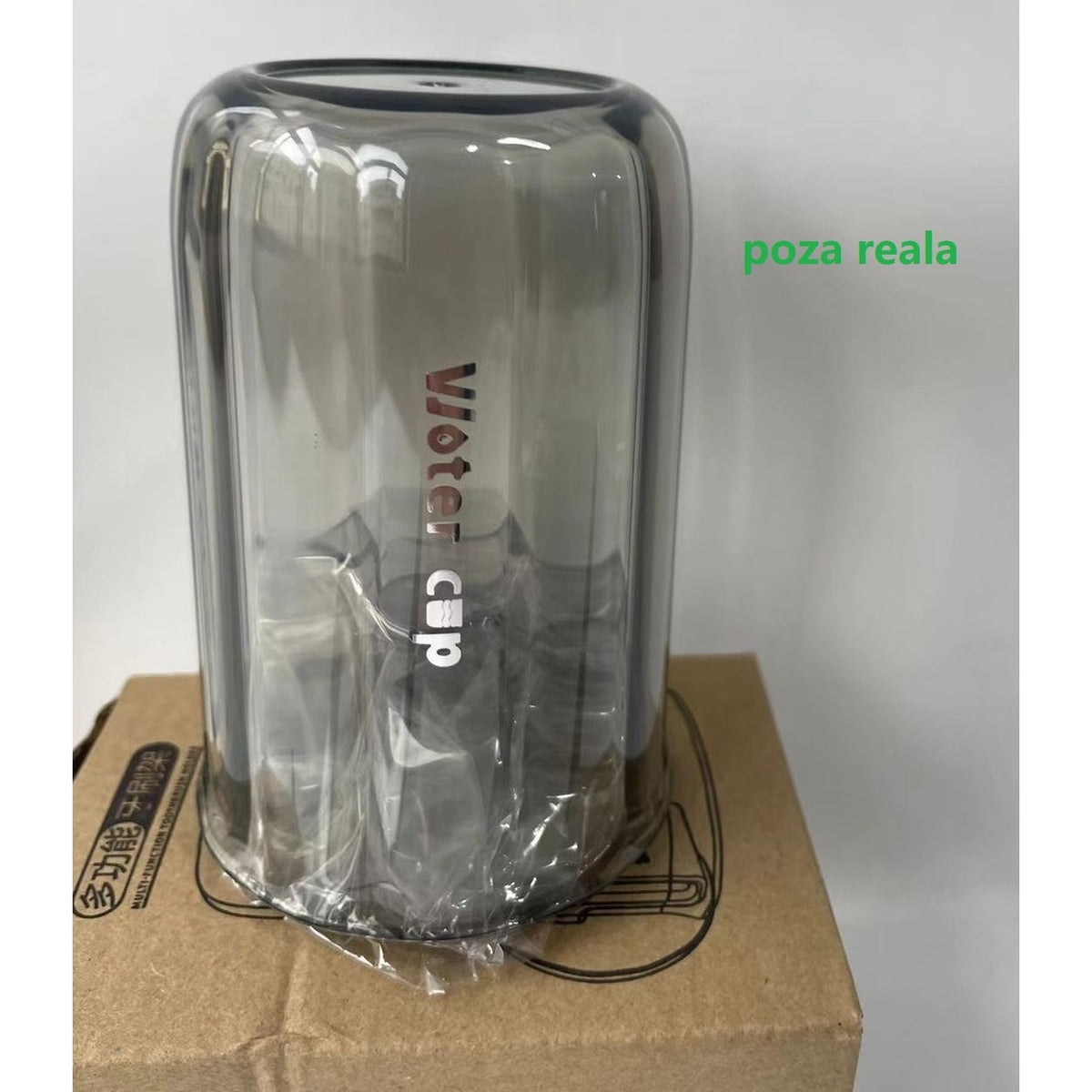 Suport Multifunctional 2 in 1 pentru Periuta si Pasta de Dinti, Pahar Baie cu Montare pe Perete fara Gaurire, PET si ABS, 10.4 x 7.3 x 7.3 cm, Gri