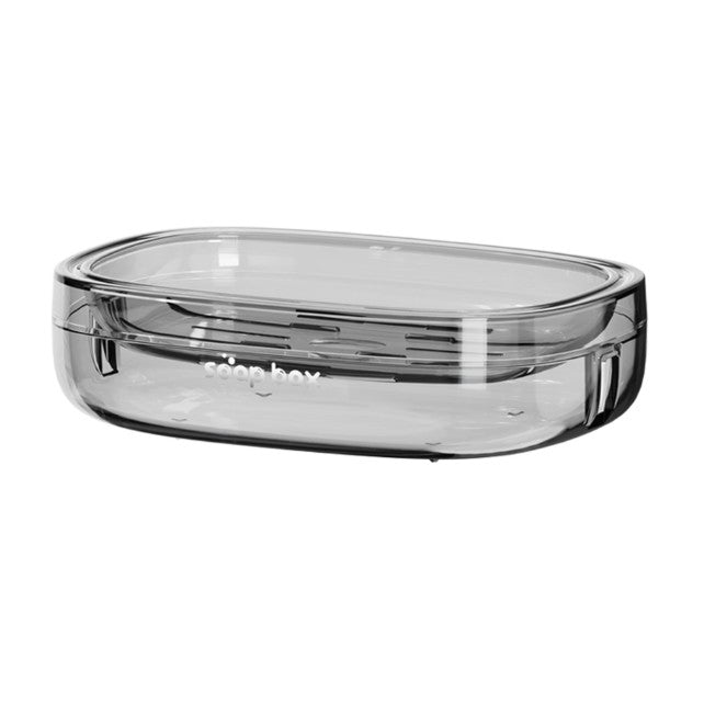 Savoniera Pentru Blat Cu Scurgere Rapida, Suport Sapun Design Modern, PET si Sticla, Gri Transparent