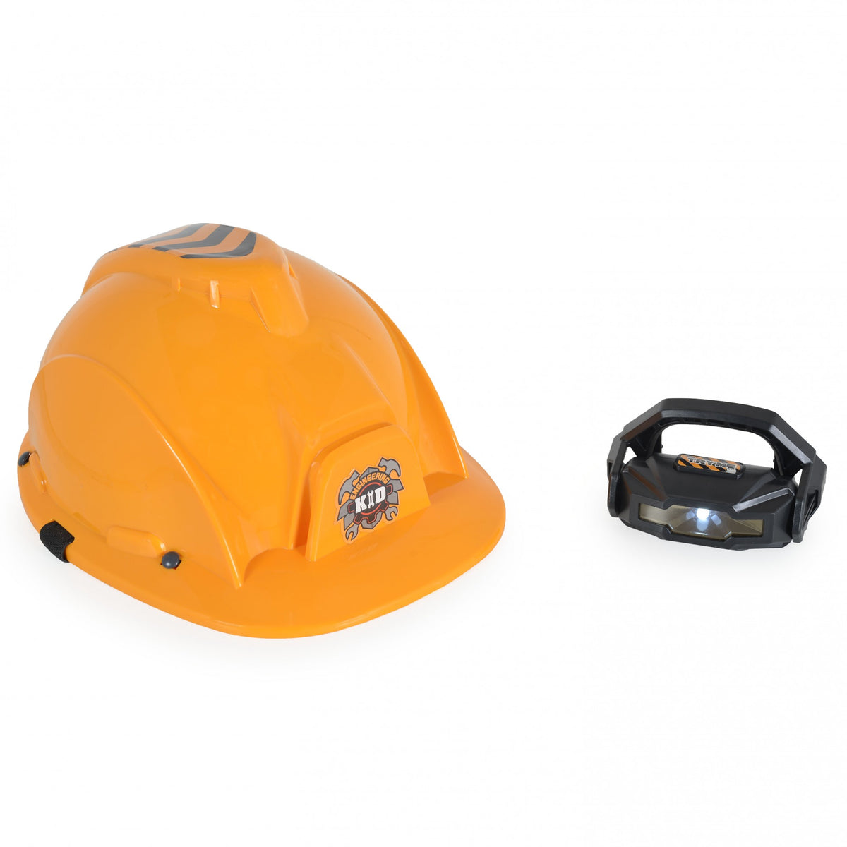 Cască de Protecție pentru Copii cu Lanternă Detașabilă, Jucărie Interactivă pentru Joc de Rol, Plastic, Portocaliu, 29.5 x 19.5 x 6.5 cm