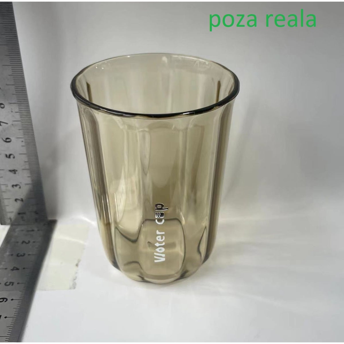 Cană pentru Clătit Gura și Suport Periuta de Dinți, Design Ergonomic și Rezistent la Cădere, Material AS Ecologic, 200 ml, 10.4 x 7.3 cm, Maro Transparent