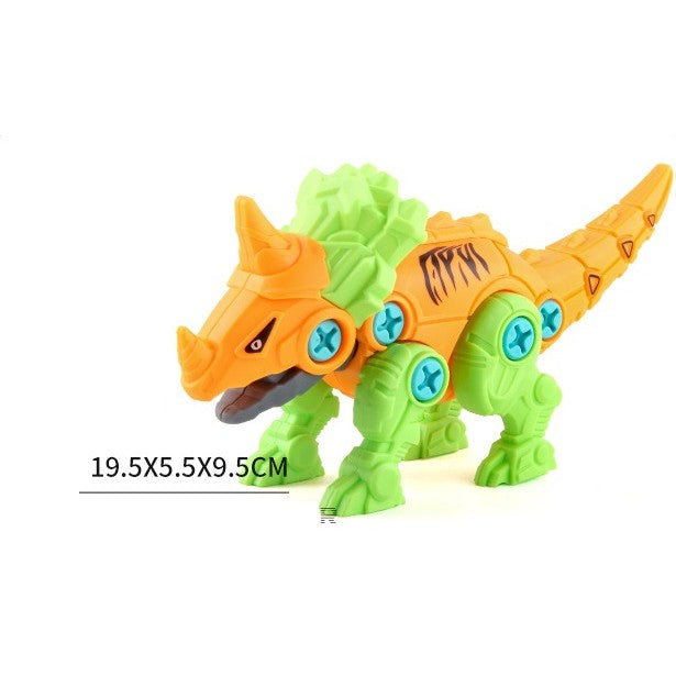Set de Constructie Dinozauri de Asamblat, Jucarie Educativa STEM cu Bormasina Electrica si Surubelnita, Articulatii Mobile, Plastic ABS, Include Cutie Depozitare, 4 Bucati, Multicolor