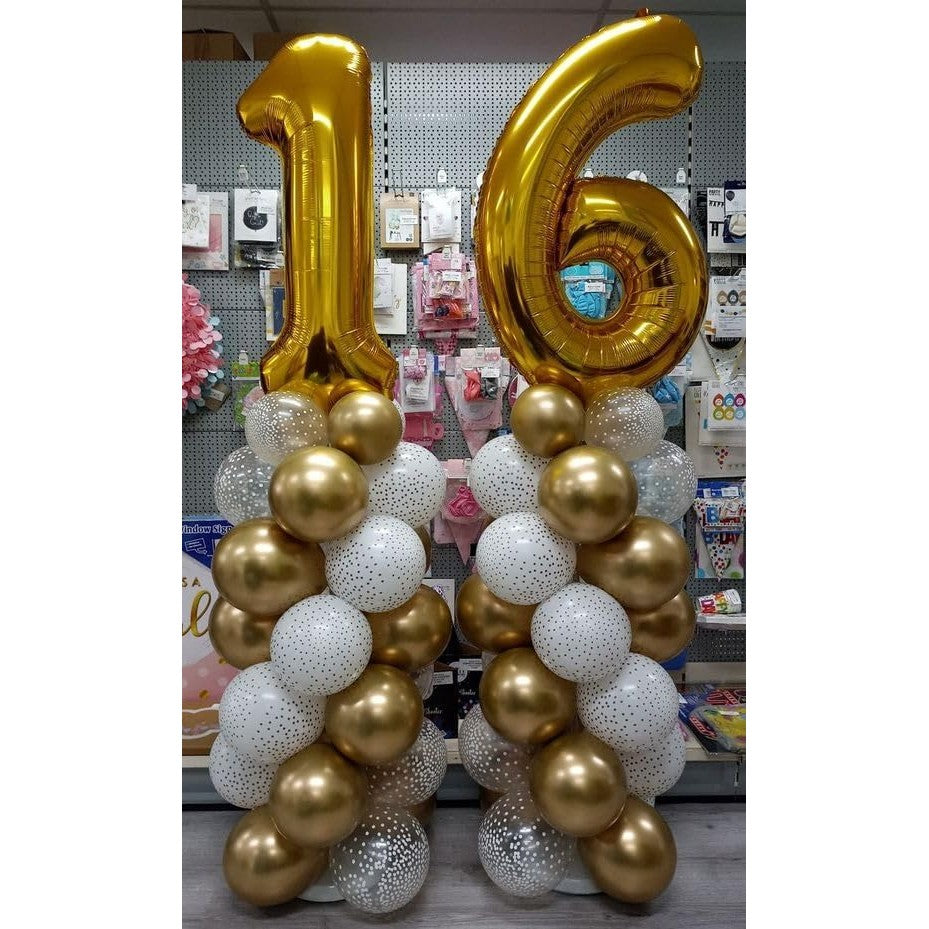 Balon Din Folie Metalizata, Figurina Cifra 6 Pentru Aniversare, Umflare Aer Sau Heliu, Include Pai, Inaltime 40 cm, Auriu