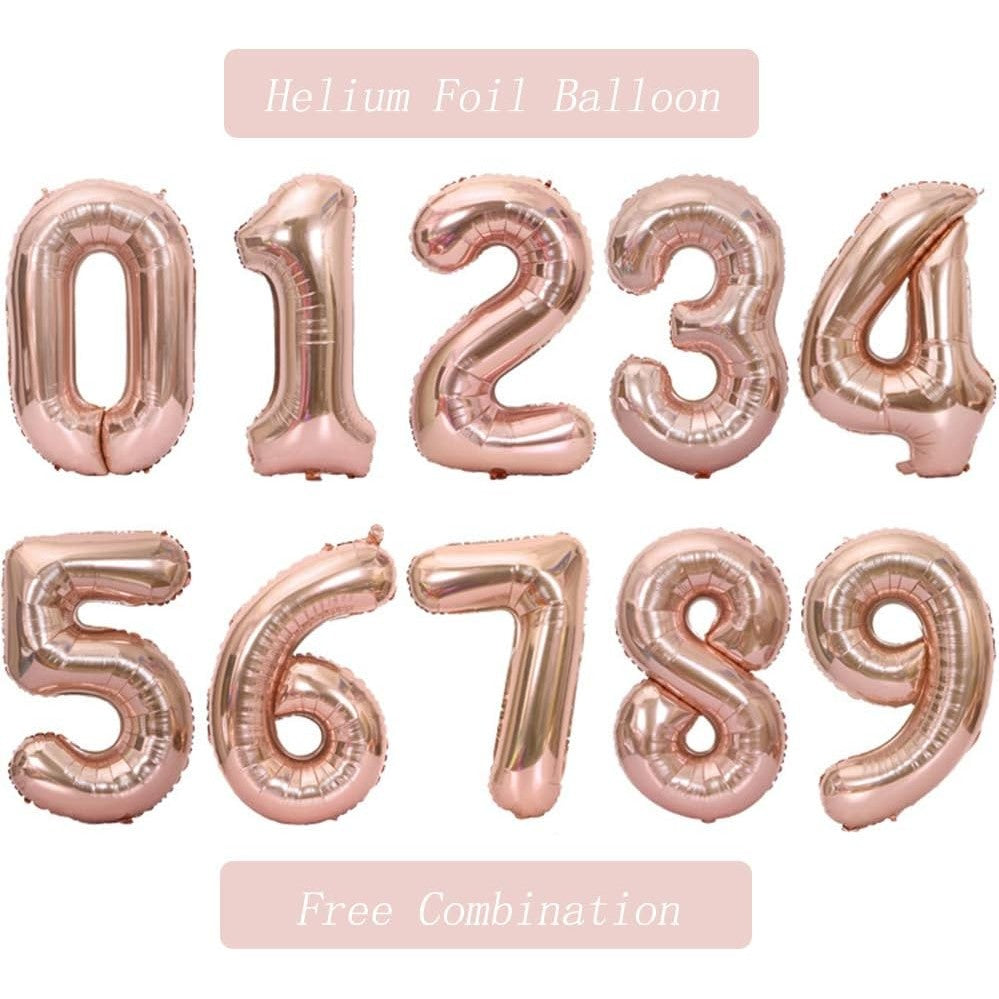 Balon Aniversar Cifra 6, Figurina din Folie Metalizata, Umflare Aer sau Heliu, include Pai, Roz Gold, 40 cm