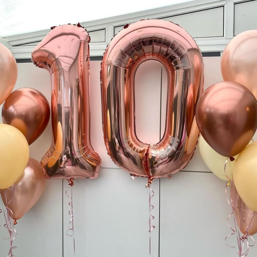 Balon Aniversar Cifra 1, Figurina din Folie de Aluminiu, Umflare cu Aer sau Heliu, include Pai, Rose Gold, 40 cm