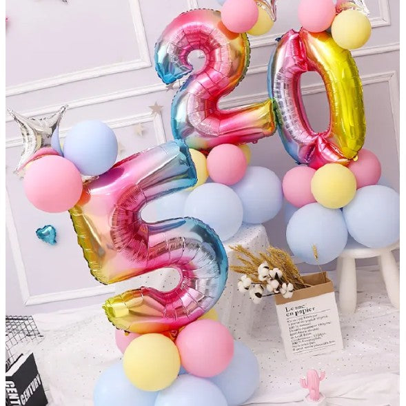Balon Aniversar Cifra 5, Figurina Petrecere, Umflare Aer sau Heliu, Folie de Aluminiu, Multicolor, 40 cm, Pai Inclus