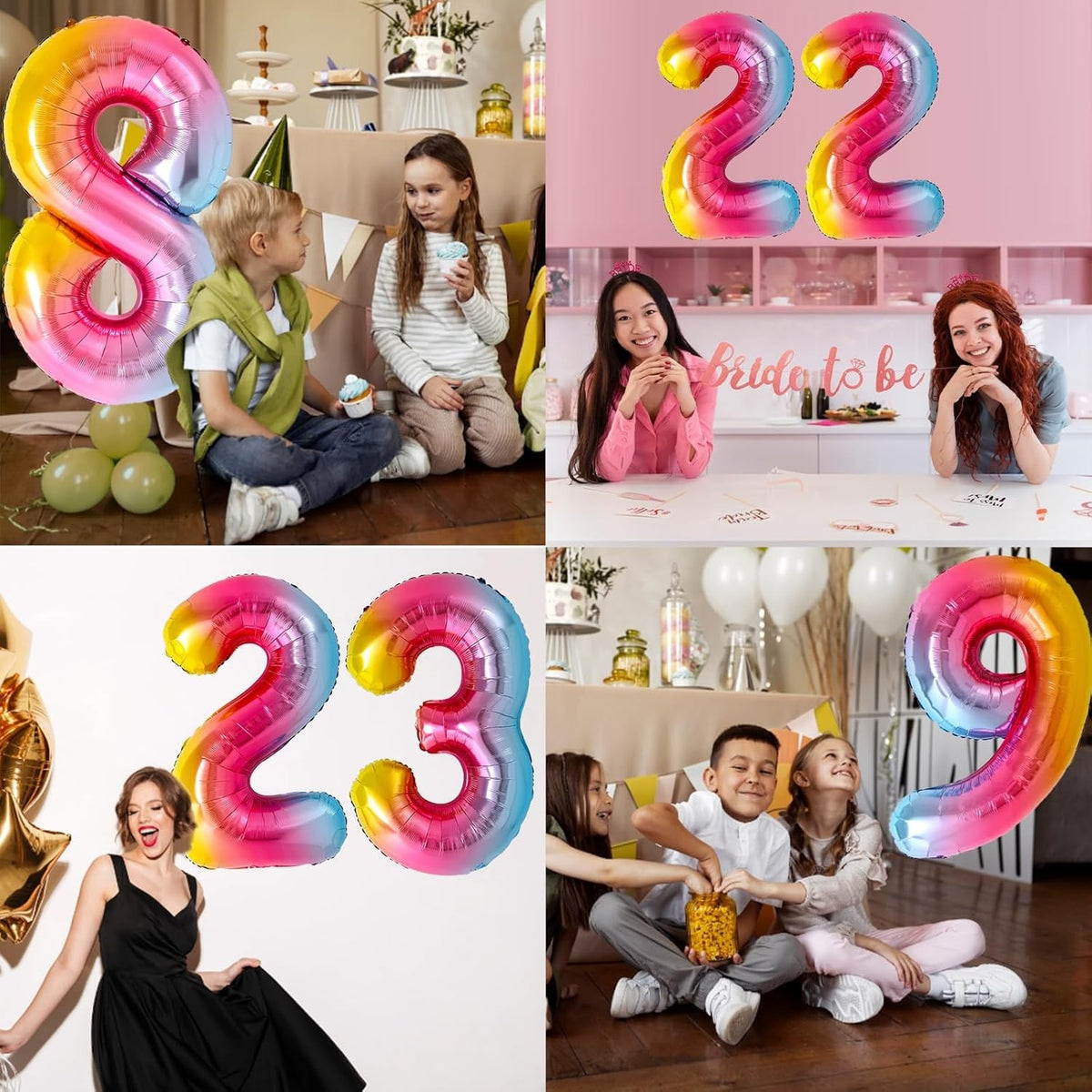 Balon Aniversar Cifra 8, Figurina din Folie Metalizata, Umflare Aer sau Heliu, Include Pai Umflare, Multicolor, 40 cm