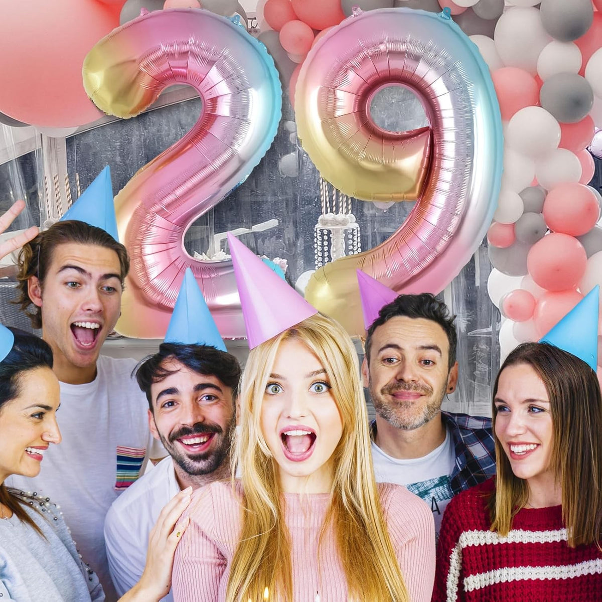 Balon Aniversar Cifra 9, Figurina din Folie de Aluminiu Metalizata, Umflare cu Aer sau Heliu, include Pai pentru Umflare, Multicolor, 40 cm