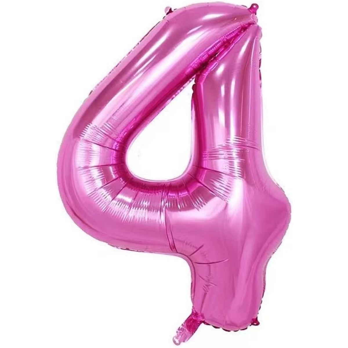 Balon Aniversar Cifra 4 cu Coroana, Figurina din Folie Metalizata, Umflare Aer sau Heliu, Inclus Pai pentru Umflare, 100 cm, Roz