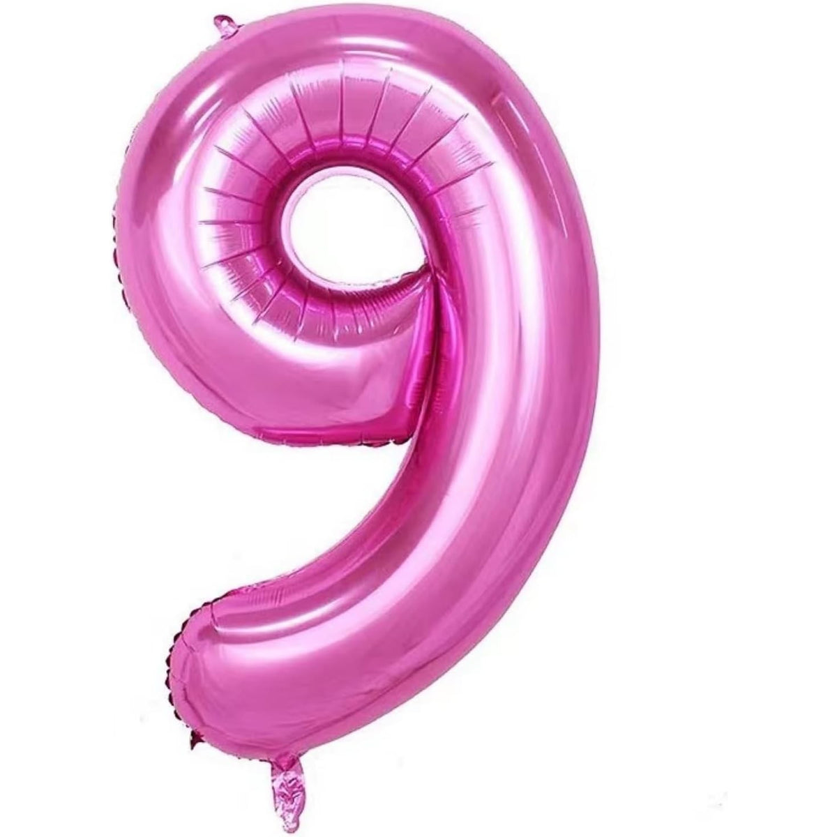 Balon Aniversar Cifra 9 cu Coroana, Figurina Uriasa din Folie Metalizata, Umflare Aer sau Heliu, Inaltime 100 cm, Roz, Pai de Umflare Inclus