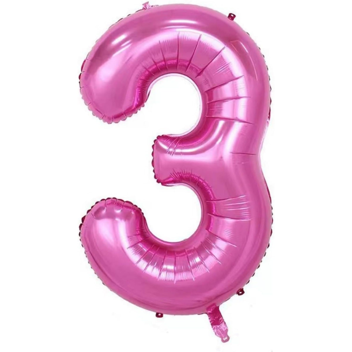 Balon Folie Metalizata Cifra 3 cu Coroana, Figurina Aniversara Gigant pentru Aer sau Heliu, Aluminiu, Roz, 100 cm