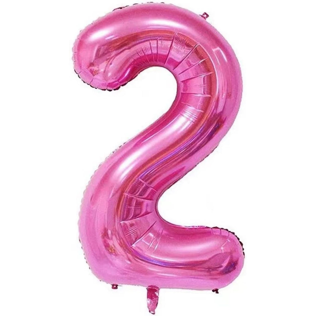 Balon Aniversar Cifra 2 cu Coroana, Figurina din Folie Metalizata, Decor Petrecere, Umflare Aer sau Heliu, 100 cm, Roz, Pai Inclus