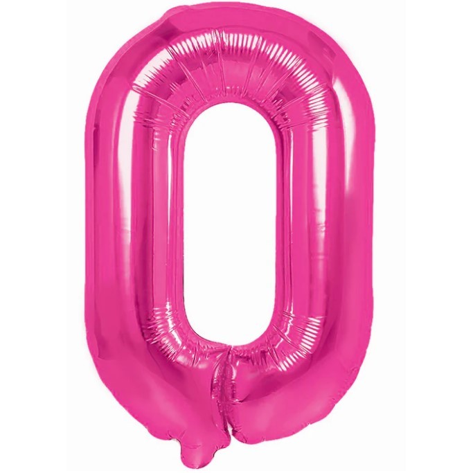 Balon Aniversar Cifra 0, Figurina din Folie Metalizata, Umflare Aer sau Heliu, include Pai Umflare, Roz, 40 cm