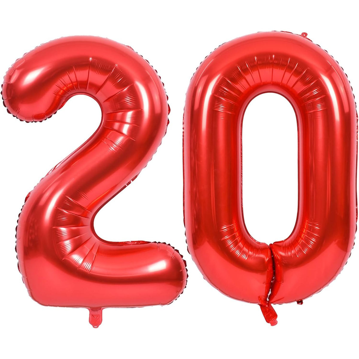 Balon Aniversar Cifra 2, Figurina din Folie Metalizata, Umflare Aer sau Heliu, Include Pai Umflare, Rosu, 40 cm