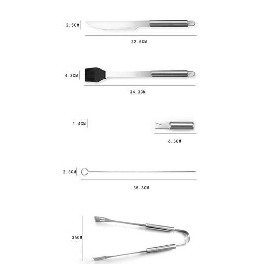 Set Ustensile pentru Gratar, 20 Piese din Otel Inoxidabil, Manere Ergonomice, Accesorii Barbierit si Gatit, Geanta Depozitare Oxford, Argintiu